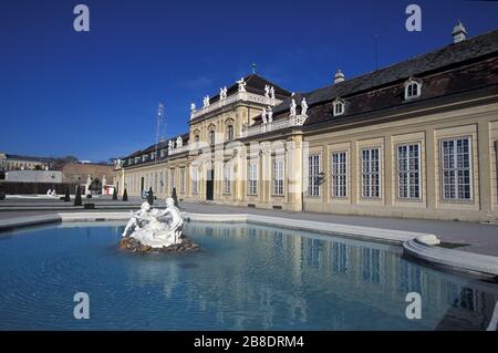 Fountain in the Lower Belvedere in Vienna. The Belvedere is a historic building complex in Vienna, Austria, Stock Photo