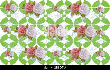 Roses on abstract art design Stock Vector