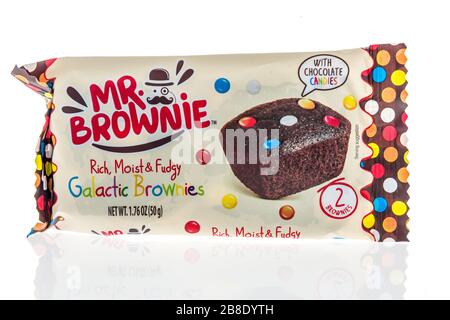 Winneconne,  WI - 17 March 2020:  A package of Mr Brownie galactic brownies on an isolated background. Stock Photo
