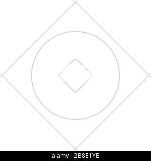 Geometric mandala / ornament / decoration symbol, icon. Simple, basic circular, concentric abstract design element. Lotus, floral motif (Colorful, mul Stock Vector