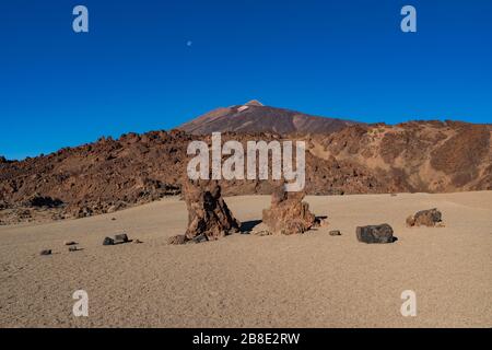 Martian landscape on the eastern slopes of Montana Blanca Mirador las Minas de San Jose, Teide National park, Tenerife, Canary islands, Spain Stock Photo