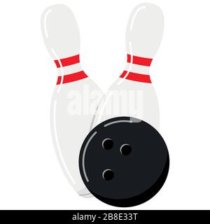 Bowling ball and pin vector icon isolated on white background. Stock Vector