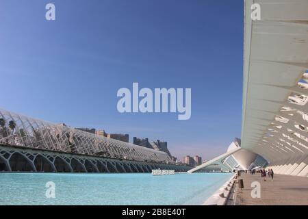 Valencia Spain February 17 2020 View of the City of Arts and Sciences on a sunny winter day Stock Photo