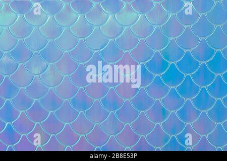Abstract textured holographic background from leather surface, like mermaid or fish scales. Trendy multicolor texture with copy space. Celebration, ho Stock Photo