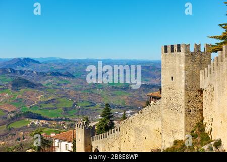 Ancient city walls of San Marino, San Marino Stock Photo