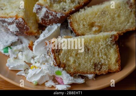 Easter cupcake on a plate. Easter, cupcake, holiday. Plate with easter cupcake. Easter is coming Stock Photo
