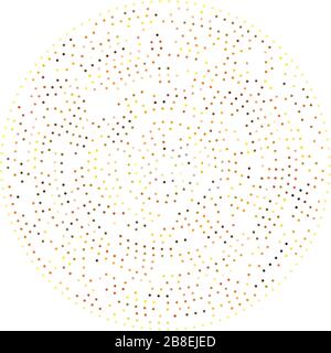 Random dots, circles abstract. Speckles, dotted radial, radiating, circular geometric illustration. Polka-dots, pointillist, pointillism design elemen Stock Vector