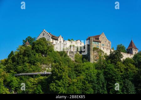 Laufen Castle on the Rhine Falls in Schaffhausen in Switzerland Stock Photo