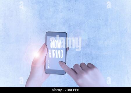 Handwriting text Now Hiring. Conceptual photo finding evaluating working relationship with future employees Stock Photo