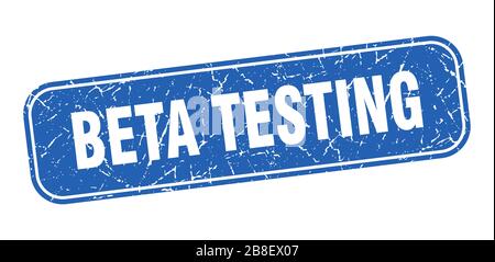 beta testing stamp. beta testing square grungy blue sign. Stock Vector