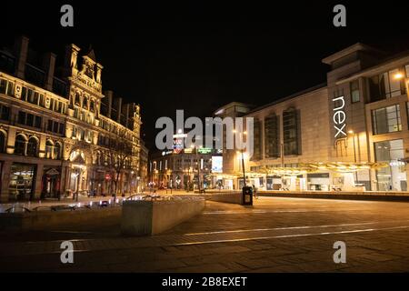 Manchester, UK. 21st Mar, 2020. Empty streets, as city centre goes into Coronavirus lockdown. Credit: Kenny Brown/Alamy Live News Stock Photo