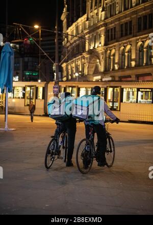 Manchester, UK. 21st Mar, 2020. Empty streets, as city centre goes into Coronavirus lockdown. Credit: Kenny Brown/Alamy Live News Stock Photo