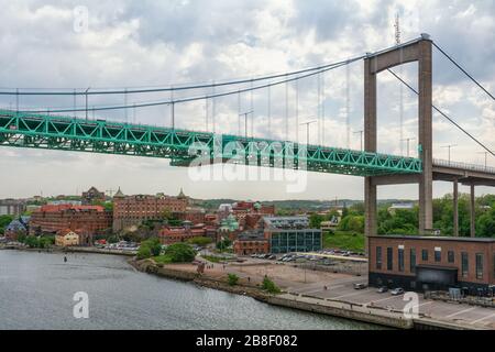 Cruise under the bridge in the port of Gothenburg Stock Photo