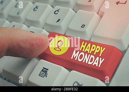 Handwriting text Happy Monday. Conceptual photo telling that demonstrating order to wish him great new week Stock Photo