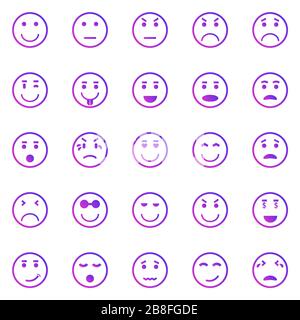 Circle face gradient icons on white background, stock vector Stock Vector