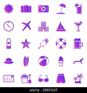 Summer gradient icons on white background, stock vector Stock Vector