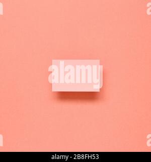 Pink memo paper, sticky notes on pink background. top view, copy space Stock Photo