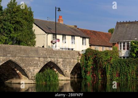 Seven arched bridge, Fordingbridge Town, New Forest, Hampshire, England, United Kingdom Stock Photo