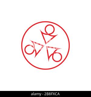 three circle arrows rotate design logo vector Stock Vector