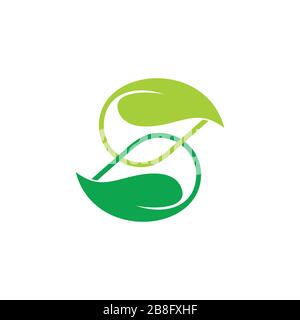linked green leaf letter s shape logo vector Stock Vector