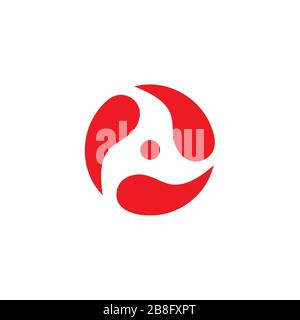 circle curves red flame rotation logo vector Stock Vector