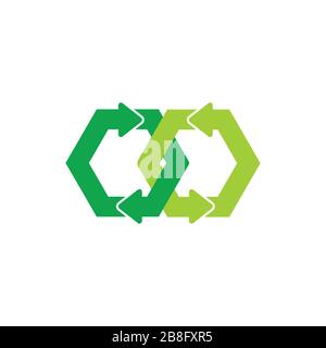 green linked chain recycle circle arrows symbol vector Stock Vector