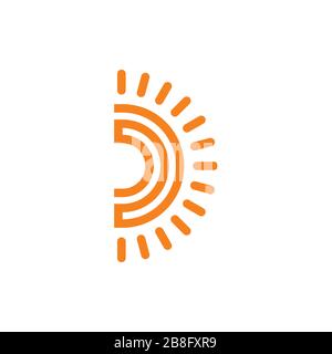 letter d sun rays stripes geometric design logo vector Stock Vector ...