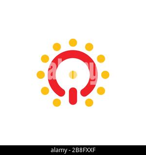 shine dots power button bulb logo vector Stock Vector