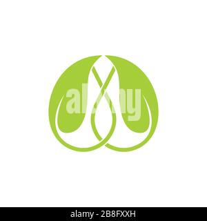 linked leaf flat monogram logo vector Stock Vector