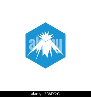 volcano snow mountain hexagon simple logo Stock Vector