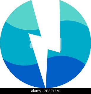 thunder circle negative space energy waves symbol logo vector Stock Vector