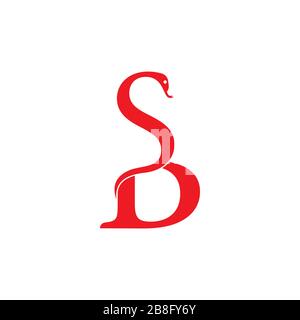 letter sb snake design logo vector Stock Vector