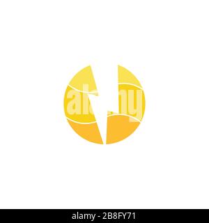 motion thunder shape negative space circle symbol logo vector Stock Vector