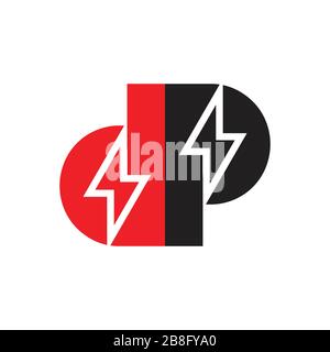 letter dp thunder shape geometric logo vector Stock Vector