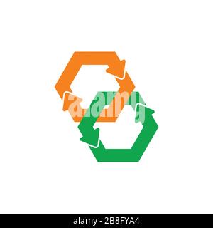 green linked chain recycle circle arrows symbol vector Stock Vector