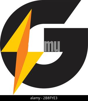 letter g thunder shape geometric logo vector Stock Vector