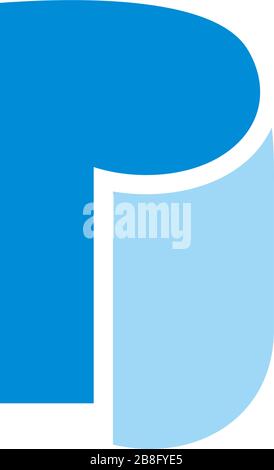 letter p paper roll simple geometric 3d logo vector Stock Vector