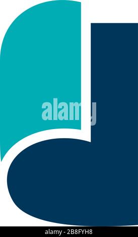 letter d roll paper 3d simple design logo vector Stock Vector