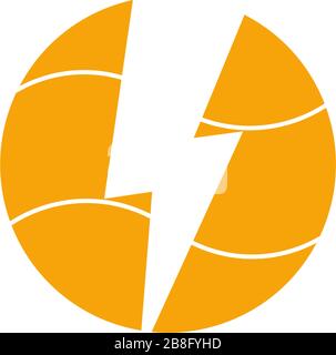thunder shape negative space circle symbol logo vector Stock Vector