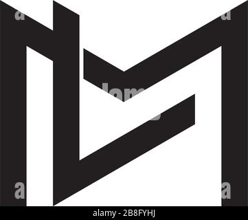 letter ml geometric line simple overlap logo vector Stock Vector