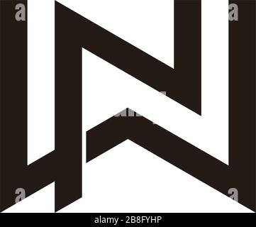 letter wn simple geometric line overlap logo vector Stock Vector