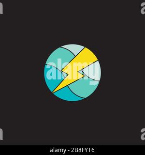 circle geometric thunder shape ball shape gradient logo vector Stock Vector