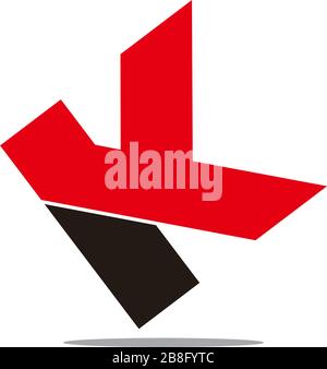 letter yk abstract simple geometric shadow symbol logo vector Stock Vector