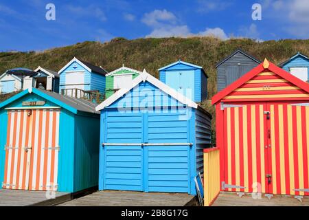 Beach huts, Milford on Sea, Hampshire, England, United Kingdom Stock Photo