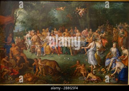 Gods' Meal by Johann Rudolf Bys, 1734, oil on copper, view 1 Stock Photo