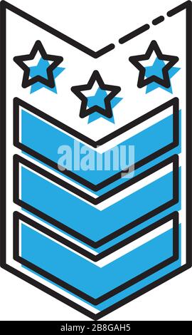 Rank shoulder straps vector icon symbol isolated on white background Stock Vector