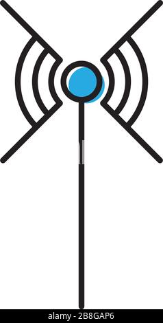 Radio Antenna vector icon symbol isolated on white background Stock Vector