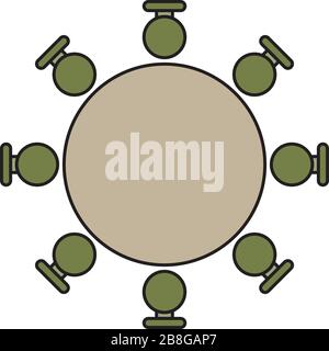 Round table and chairs top view vector icon isolated on white background Stock Vector