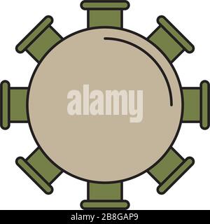 Round table and chairs top view vector icon isolated on white background Stock Vector