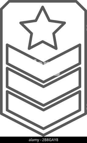 Rank shoulder straps vector icon symbol isolated on white background Stock Vector